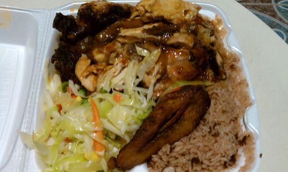 Lunch: jerk chicken and rice Lunch: jerk chicken and rice